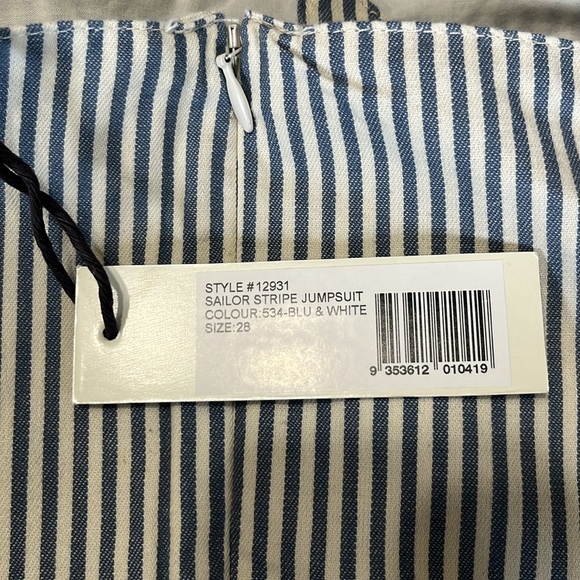 ROLLAS Sailor Striped Jumpsuit in Blue and White Cotton NWT - Picture 12 of 14